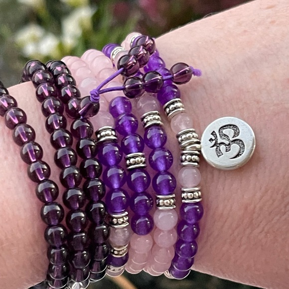 Rose quartz and amethyst mala necklace/bracelet - Picture 5 of 6